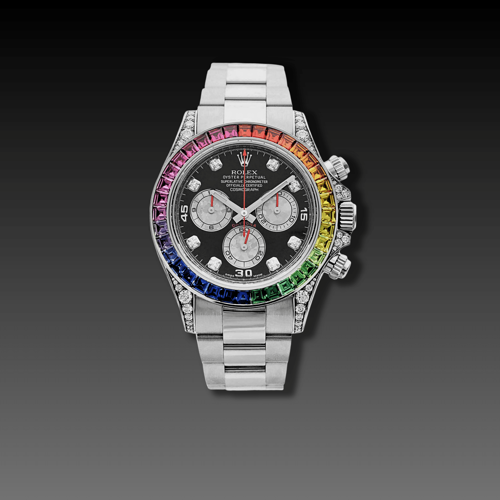 Rolex rainbow daytona white gold best sale